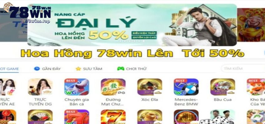 Khi trở thành đại lý 78win, bạn có thể nhận được hoa hồng lên 50%